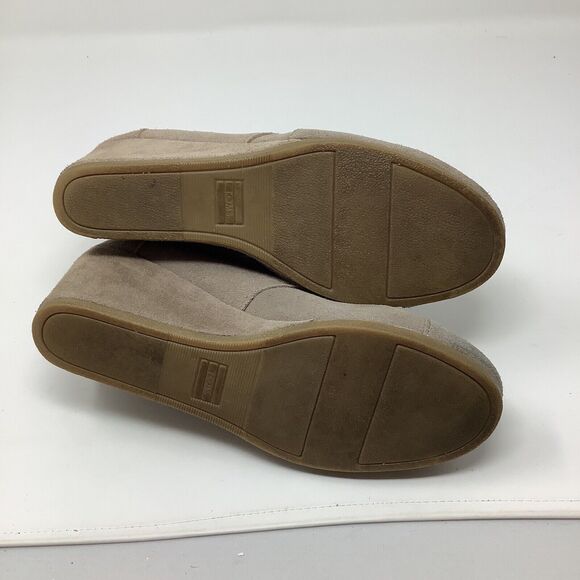 TOMS Wedge Bootie Womens 10 Beige Suede Wedge Ankle Booties Lace Up Desert Taupe - Picture 12 of 16